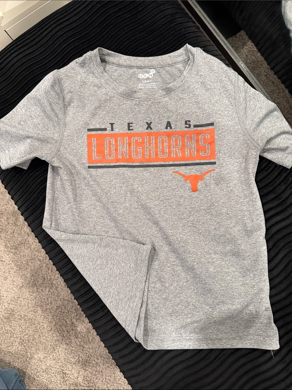 Kids Texas Longhorns Gray dri fit Tee with Orange Logo